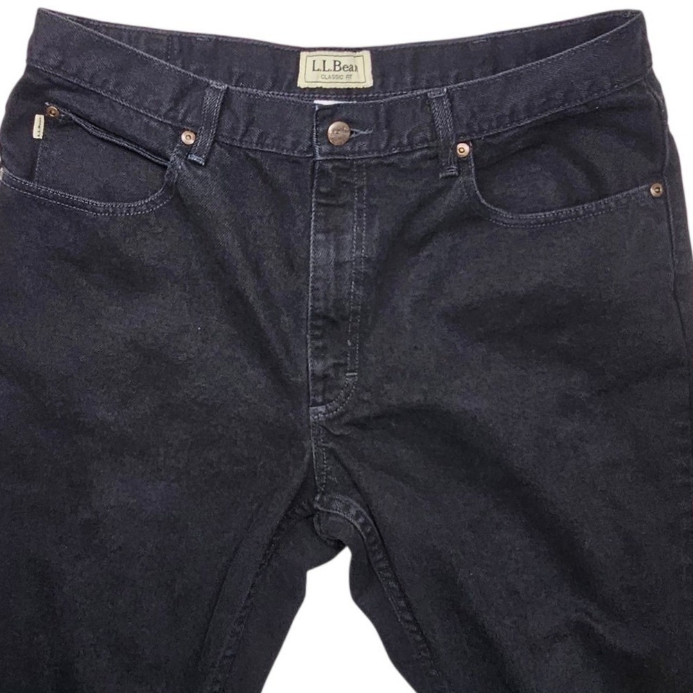 LL Bean Mens Classic Fit Black Denim Jeans 37x29 Straight Leg 100% Cotton 220626 - Picture 9 of 12